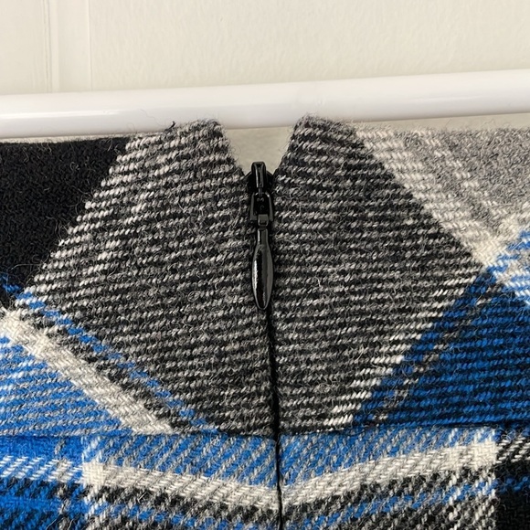 TALBOTS Petites skirt size 8P blue grey plaid short wool blend - Picture 3 of 5